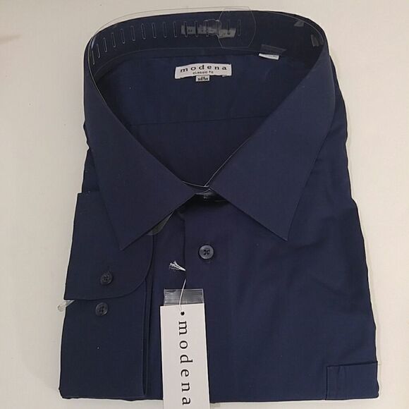 MEN'S NAVY X SIZE DRESS SHIRT BY MODENA 24X34-35 - Picture 1 of 3